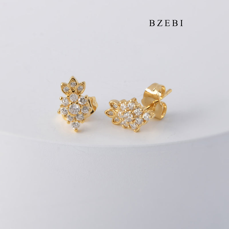 BZEBI Hot selling personality 18K stainless steel gold-plated fruit pineapple diamond earrings earrings women's fashion jewelry