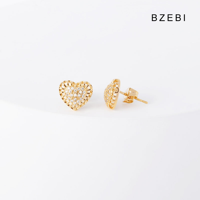 BZEBI 14k cubic zirconia gold-plated fashion earrings