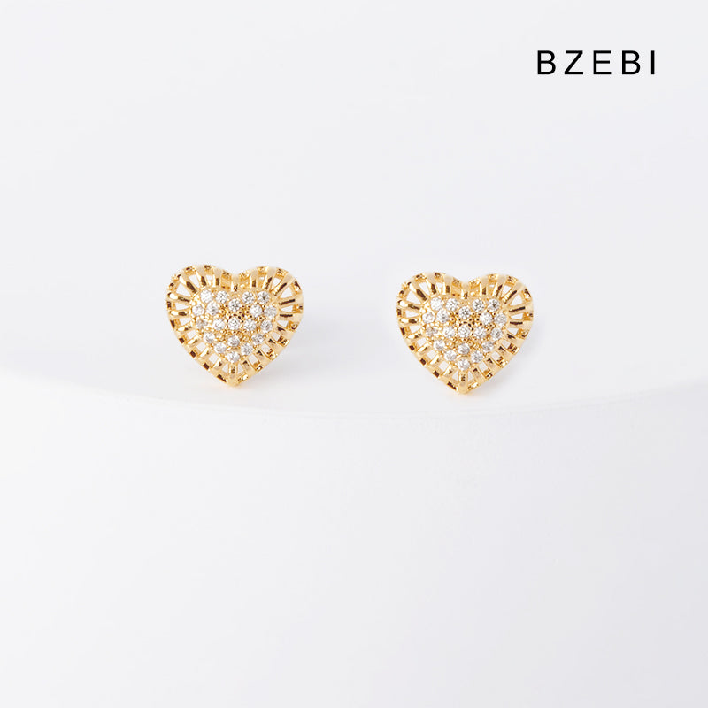 BZEBI 14k cubic zirconia gold-plated fashion earrings