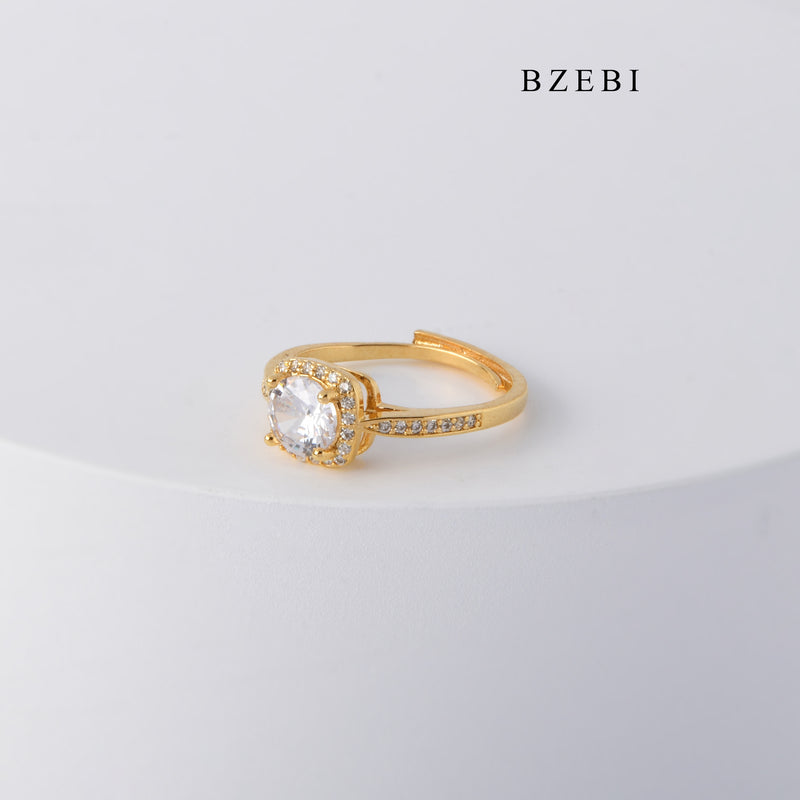 BZEBI New fashion adjustable Square Cut Cubic Zirconia exquisite square engagement ring diamond ring