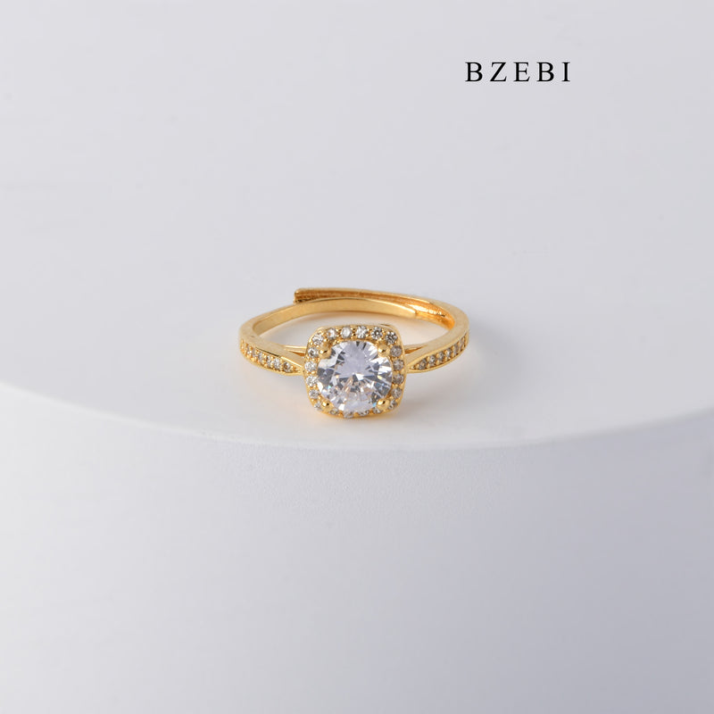 BZEBI New fashion adjustable Square Cut Cubic Zirconia exquisite square engagement ring diamond ring