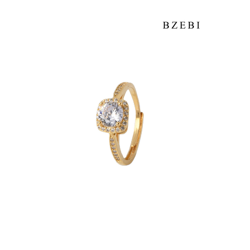 BZEBI New fashion adjustable Square Cut Cubic Zirconia exquisite square engagement ring diamond ring