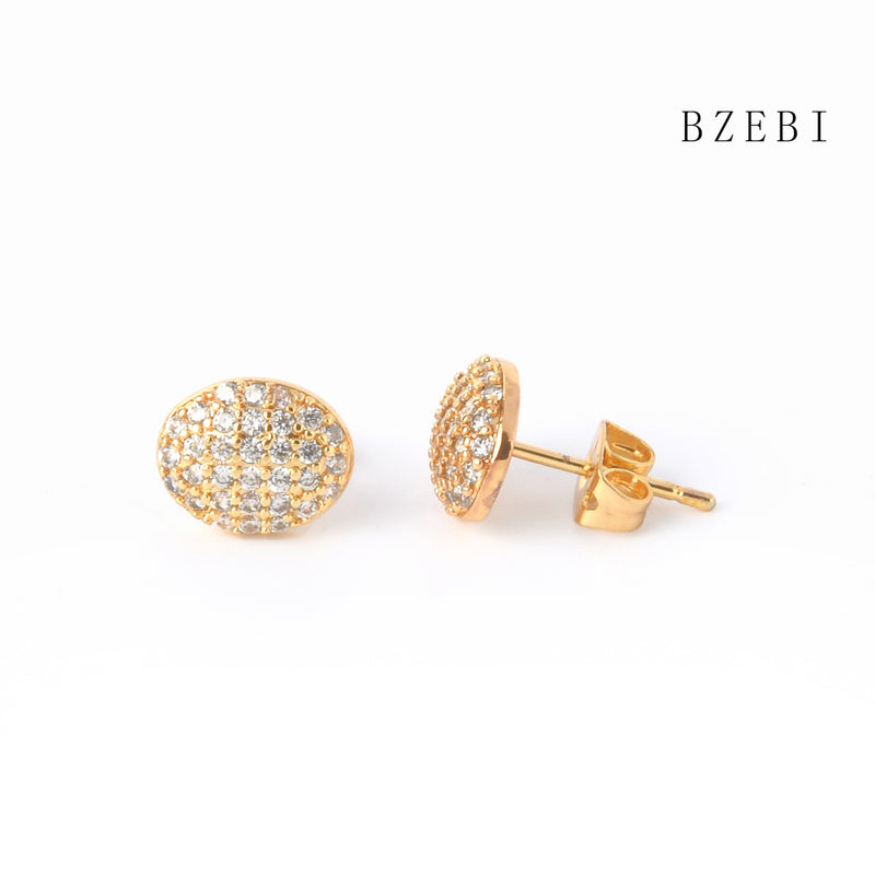 18k Gold Plated Cubic Zirconia Ellipsoid haoshi Stud Earrings for Women with Box