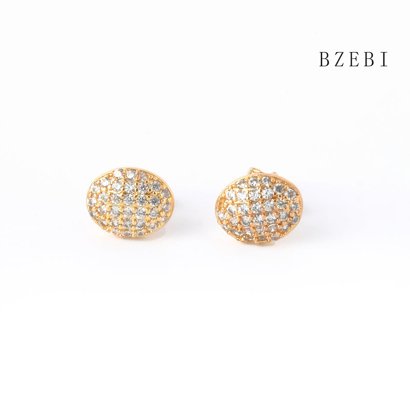 18k Gold Plated Cubic Zirconia Ellipsoid haoshi Stud Earrings for Women with Box