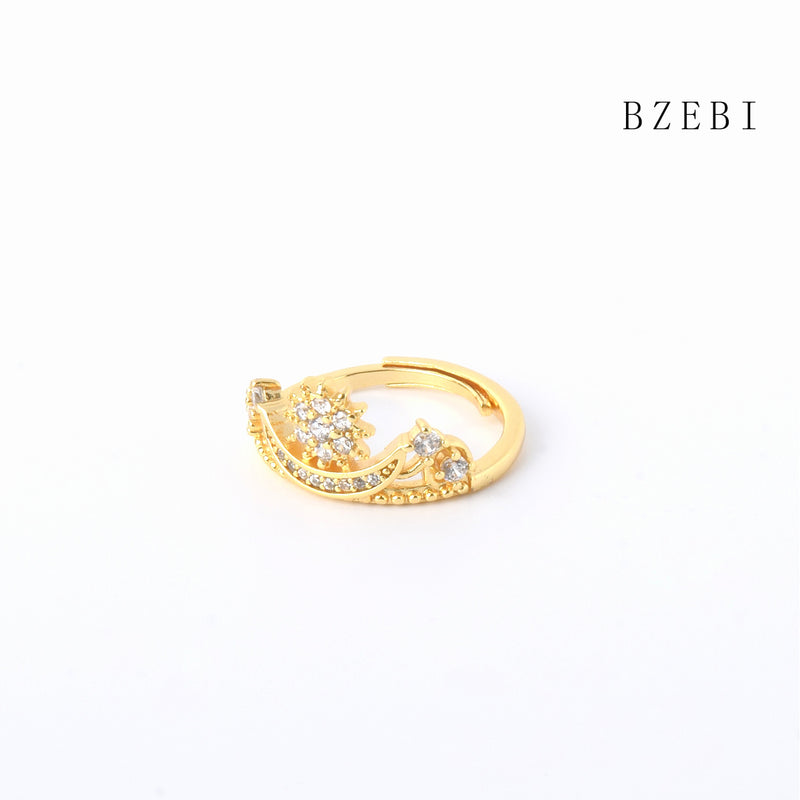 18k Gold Plated Cubic Zirconia Sun and moon Rings for Women with Box