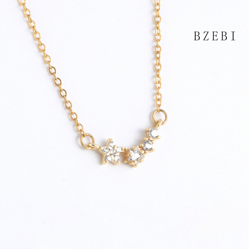 18k Gold Plated Cubic Zirconia The stars Necklace for Women with Box