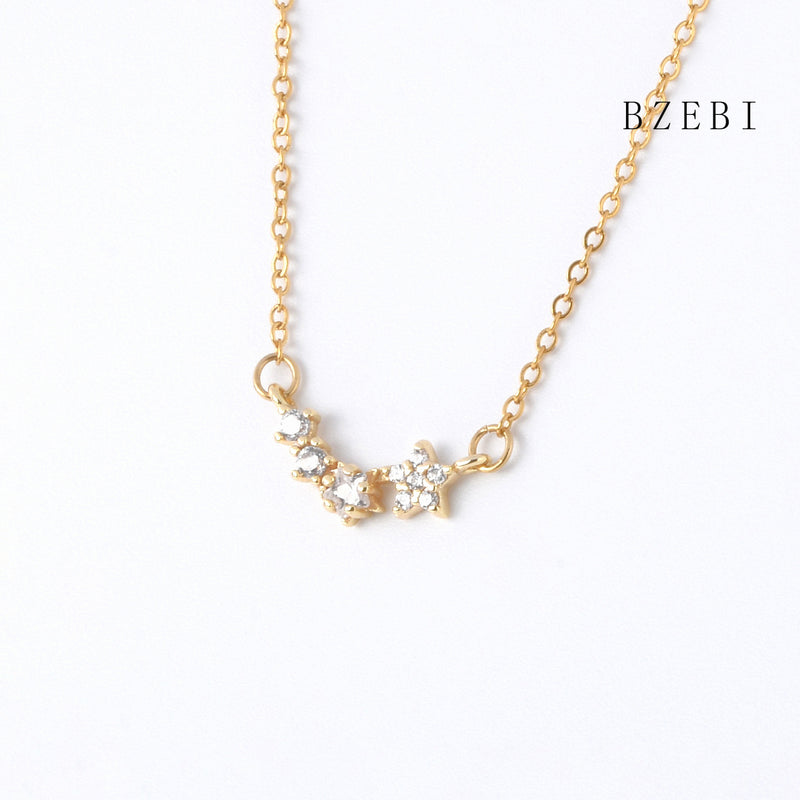 18k Gold Plated Cubic Zirconia The stars Necklace for Women with Box