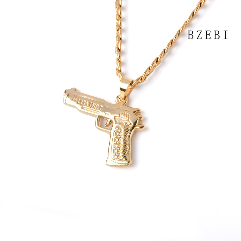 18k Gold Plated Cubic Zirconia Mini gun Necklace for Women with Box