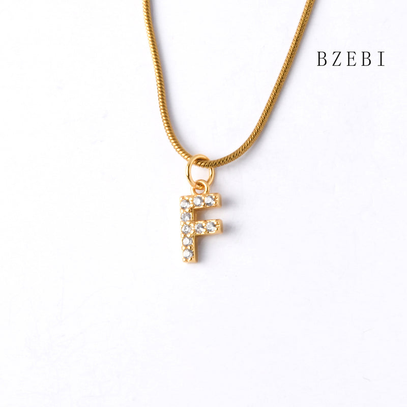 18k Gold Plated Cubic Zirconia 26 letters Necklace for Women with Box