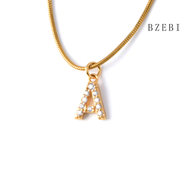 18k Gold Plated Cubic Zirconia 26 letters Necklace for Women with Box