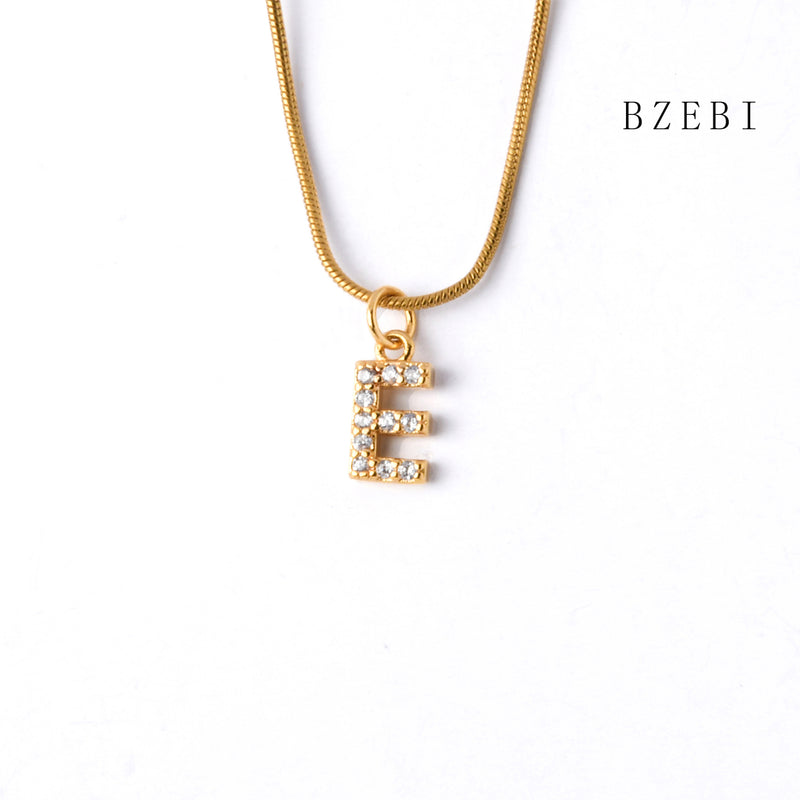 18k Gold Plated Cubic Zirconia 26 letters Necklace for Women with Box