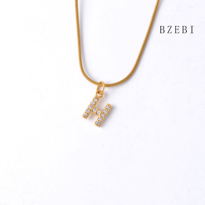 18k Gold Plated Cubic Zirconia 26 letters Necklace for Women with Box