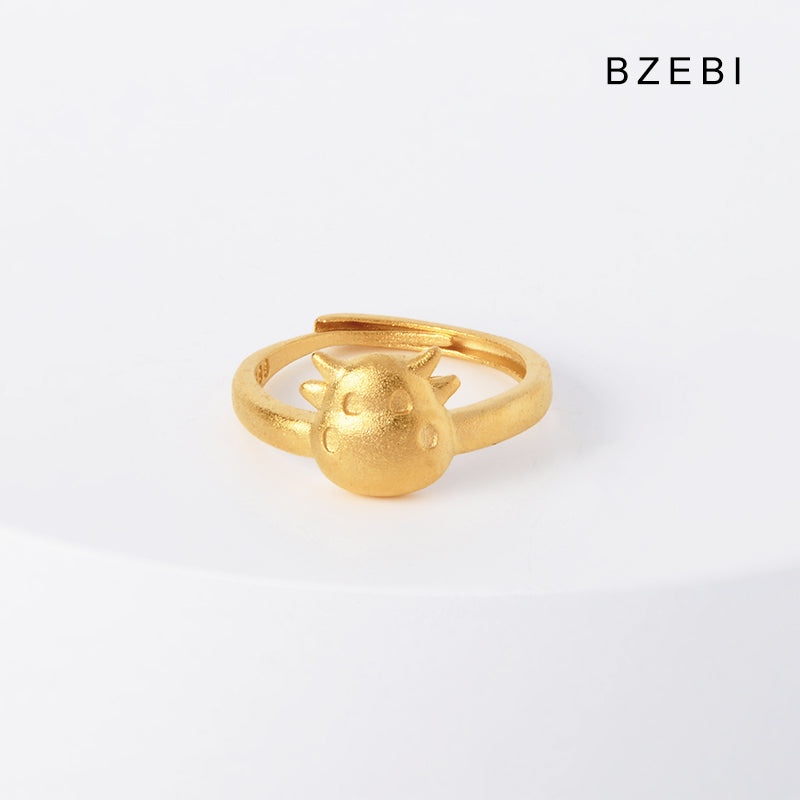 14k gold-plated small gold pig ring