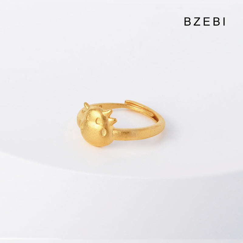 14k gold-plated small gold pig ring