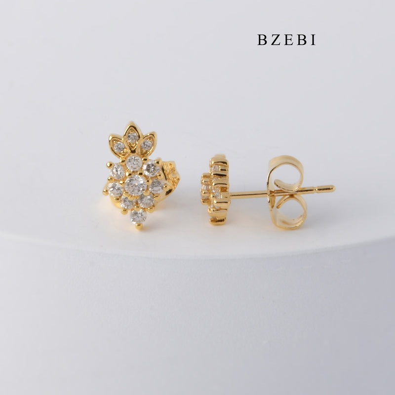 BZEBI Hot selling personality 18K stainless steel gold-plated fruit pineapple diamond earrings earrings women's fashion jewelry