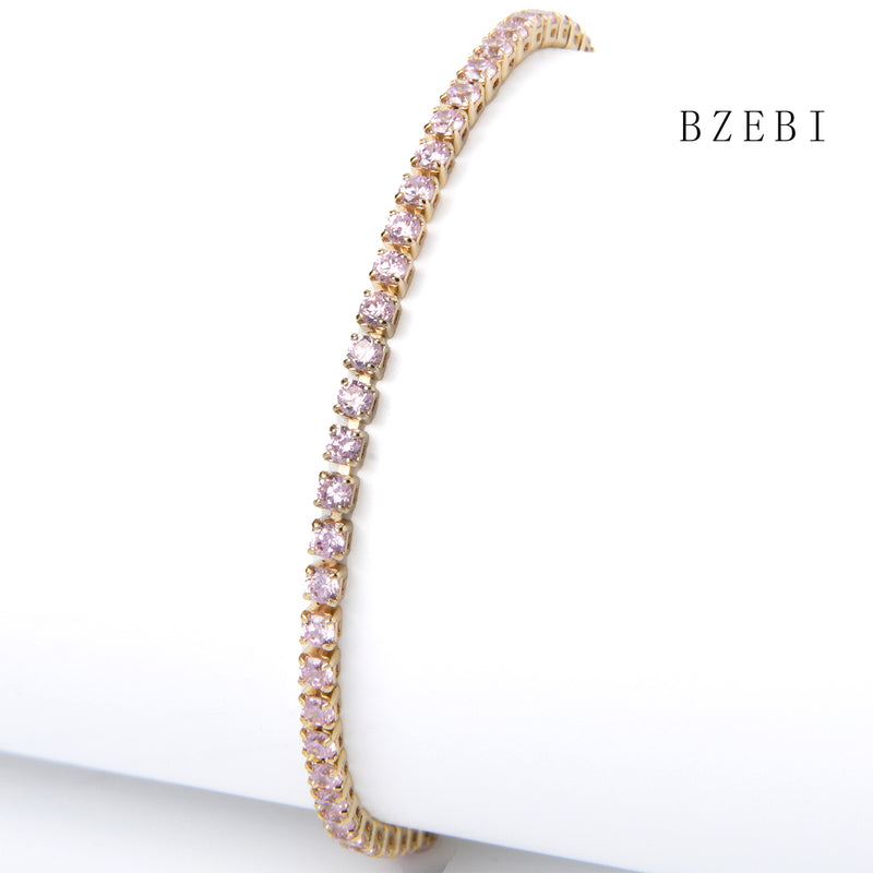 18k Gold Plated Cubic Zirconia Full color drill Bracelet for Women with Box