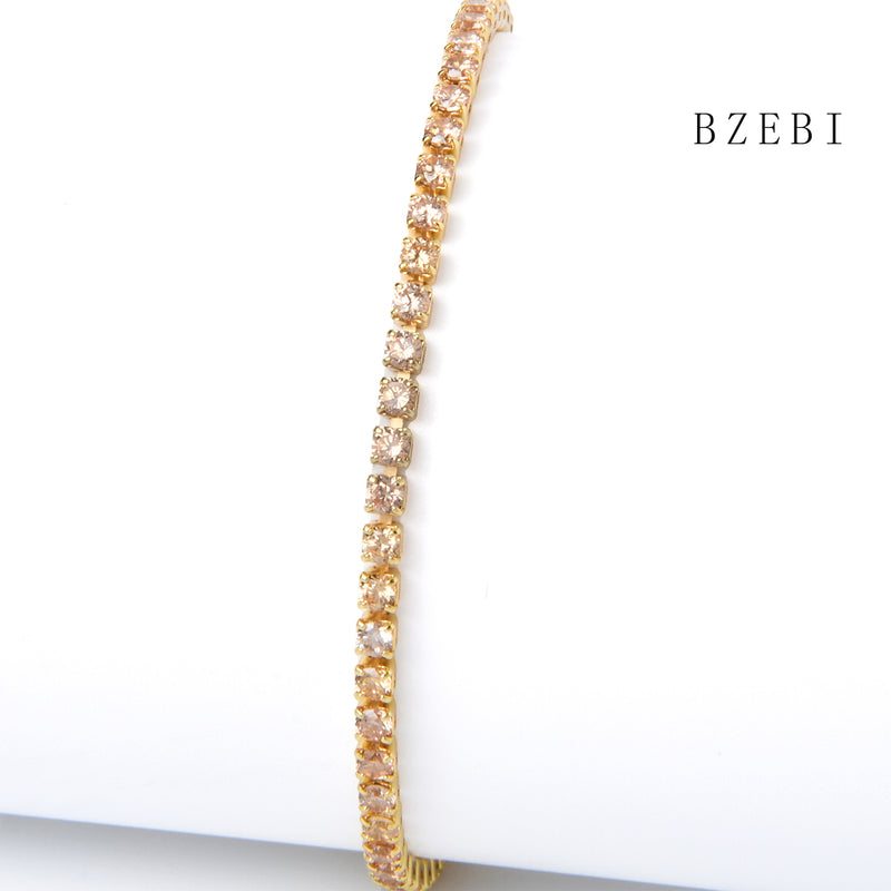 18k Gold Plated Cubic Zirconia Full color drill Bracelet for Women with Box