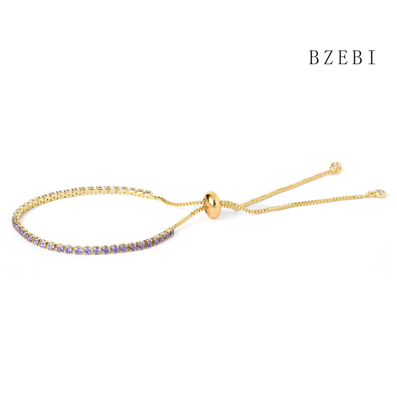 18k Gold Plated Cubic Zirconia Full color drill Bracelet for Women with Box