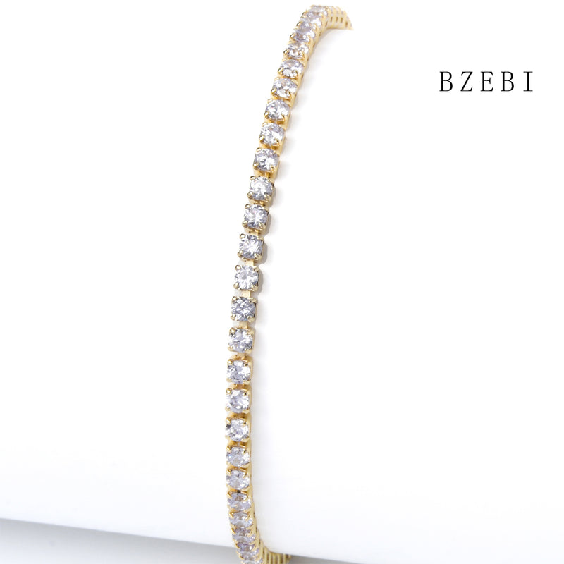 18k Gold Plated Cubic Zirconia Full color drill Bracelet for Women with Box