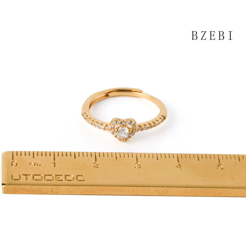 18k Gold Plated Cubic ZirconiaShape of heart Rings for Women with Box