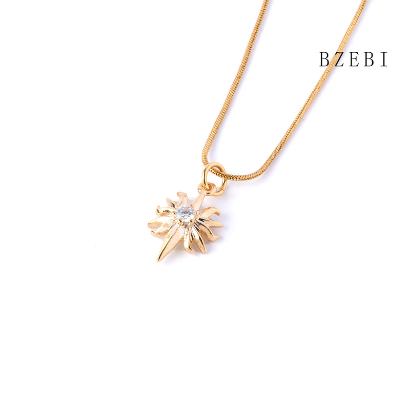 18k Gold Plated Cubic Zirconia flowers Necklace for Women with Box