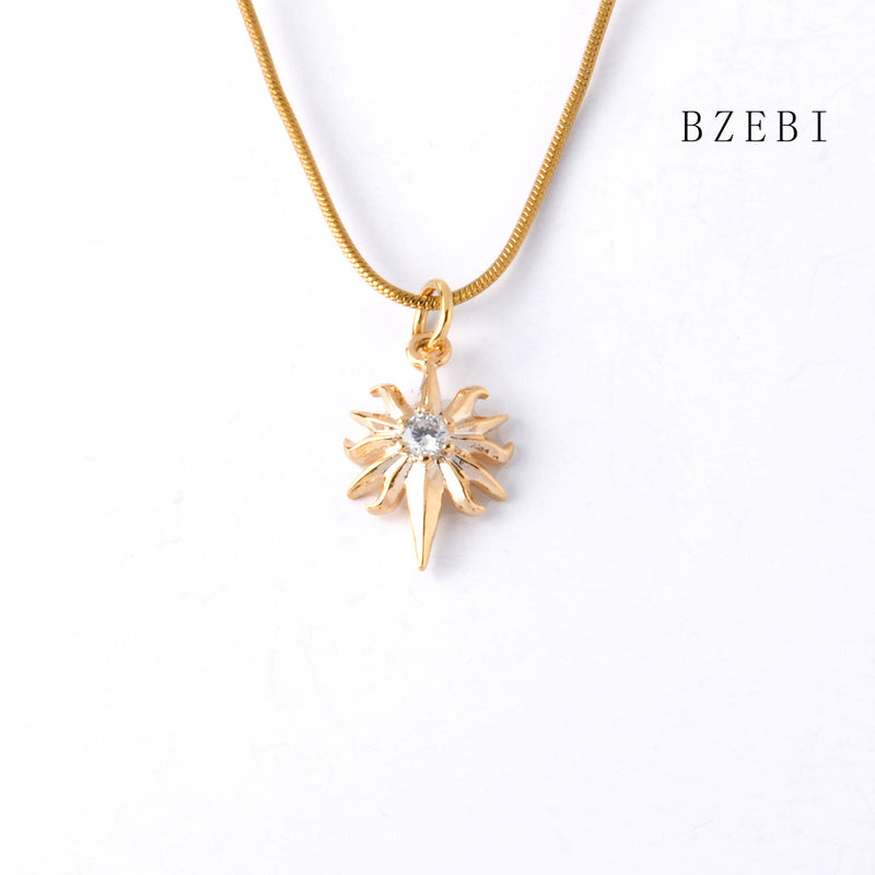 18k Gold Plated Cubic Zirconia flowers Necklace for Women with Box