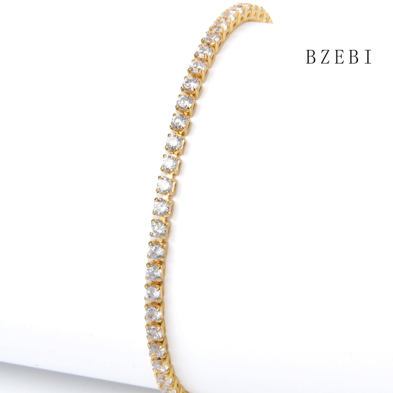 18k Gold Plated Cubic Zirconia Full color drill Bracelet for Women with Box