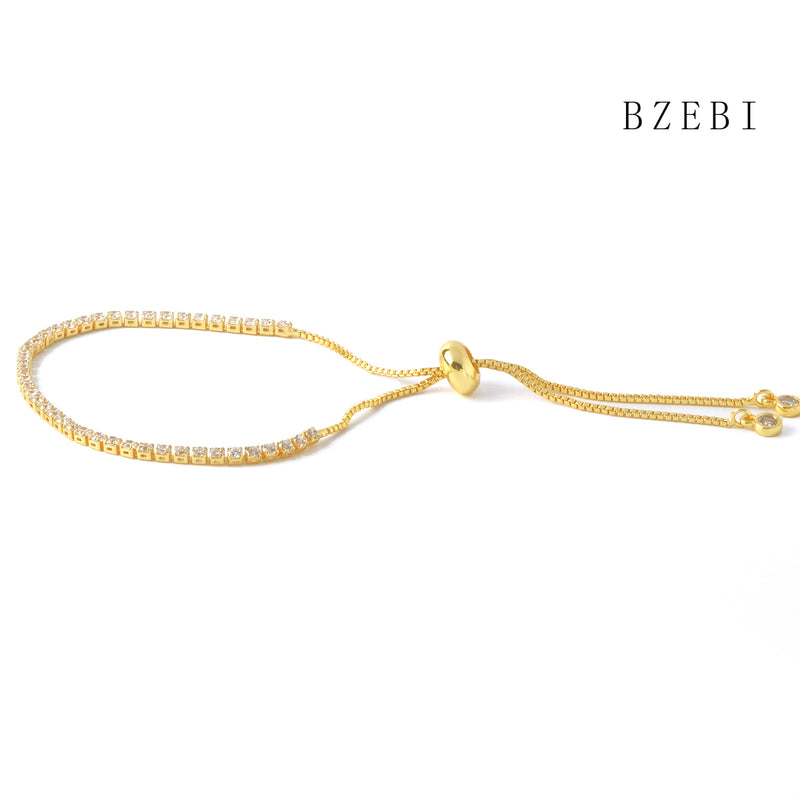 18k Gold Plated Cubic Zirconia Full color drill Bracelet for Women with Box