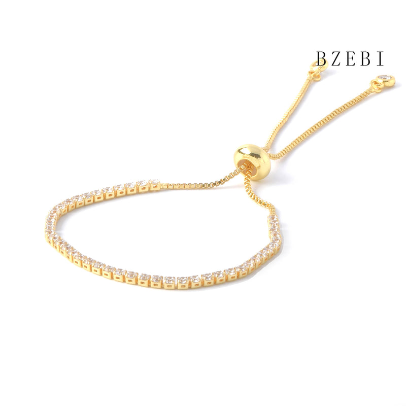 18k Gold Plated Cubic Zirconia Full color drill Bracelet for Women with Box