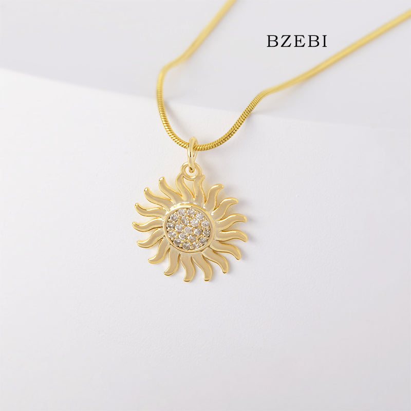 BZEBI 14k Sun Necklace