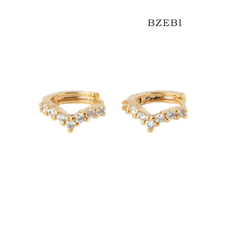 BZEBI 18k Gold Plated Cubic Zirconia  Pop Simplicity Stud Earrings for Women with Box