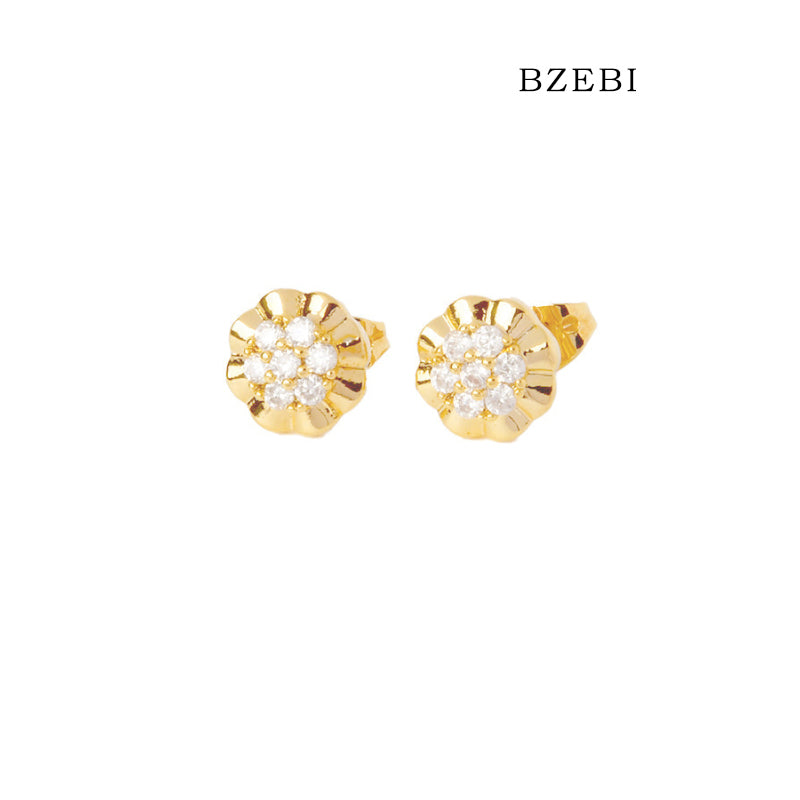 BZEBI 14k round earrings niche design fashion