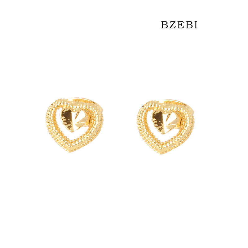 BZEBI 14k Love Double Heart Fashion Design Earrings