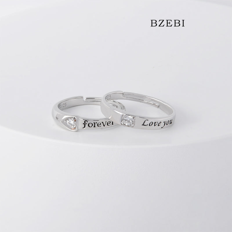 BZEBI 18k Gold Plated Cubic Zirconia Eternal Love Couple Rings for Women with Box