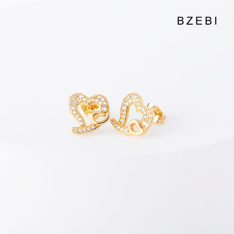 BZEBI 14k Love Hollow Earrings Personalized Girls