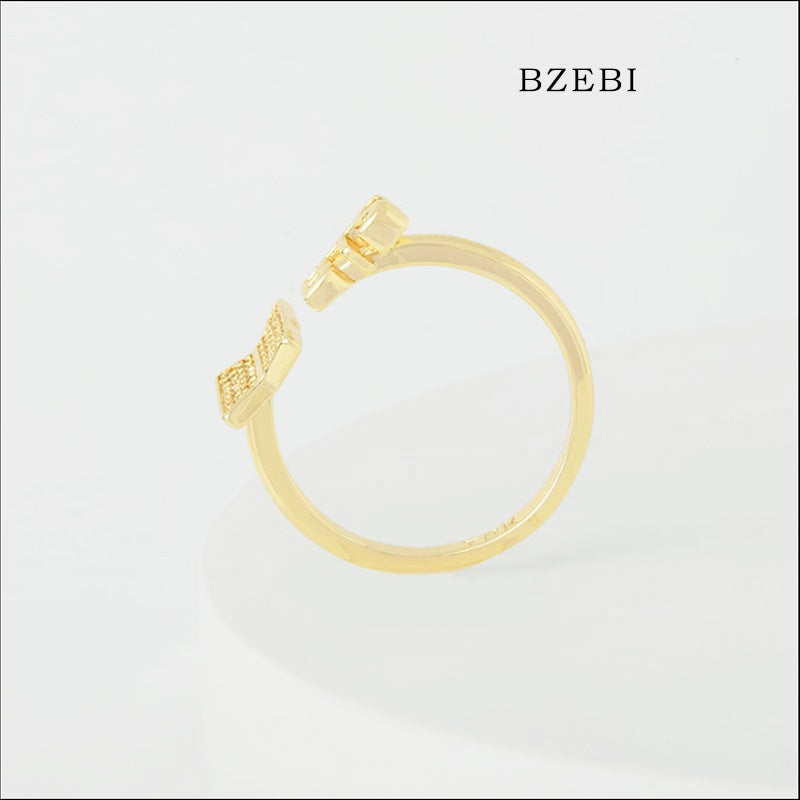 BZEBI 18K fashion gold-plated chain K-pop K-pop music BTS women's ring accessories