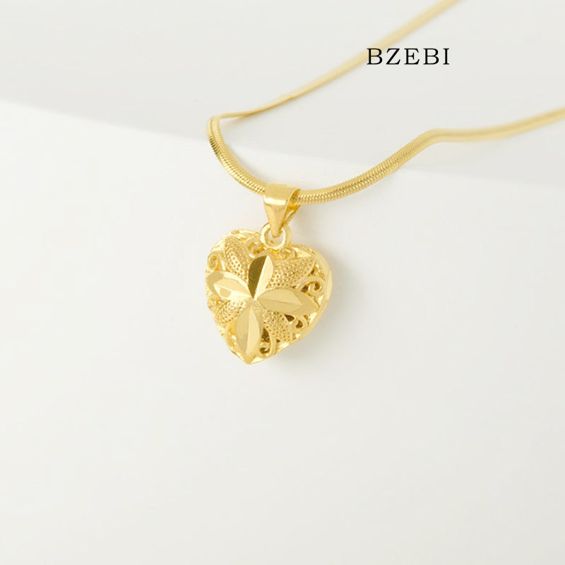 BZEBI 18k Gold Plated Cubic Zirconia gold-plated love Necklace for Women with Box