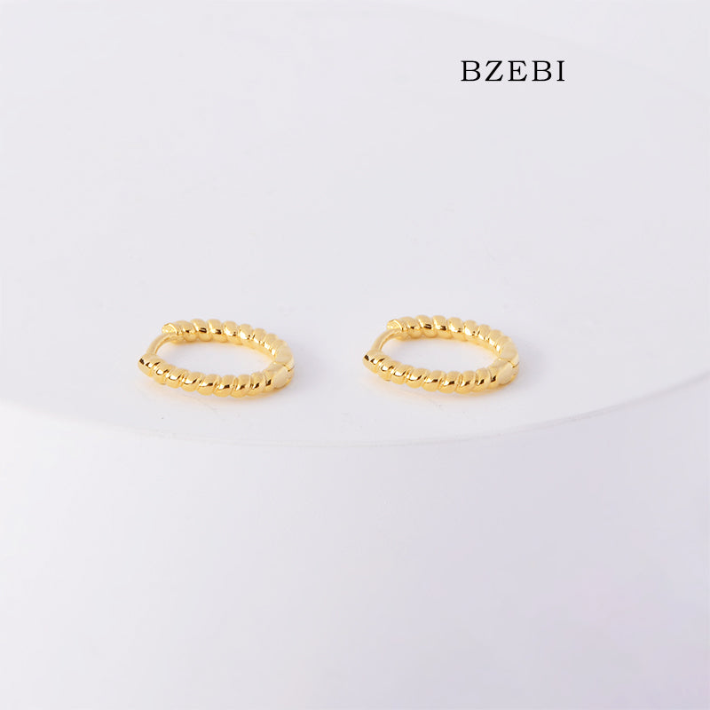 BZEBI 18k Gold Plated Cubic Zirconia Open Buckle Stud Earrings for Women with Box