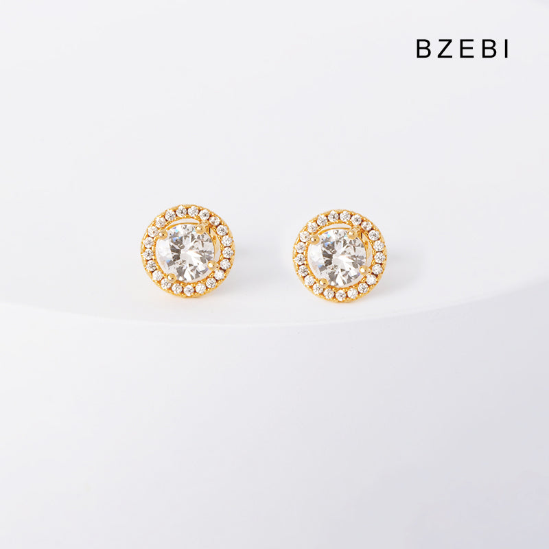 BZEBI18k Diamond Plated Square Heart Fashion Earrings