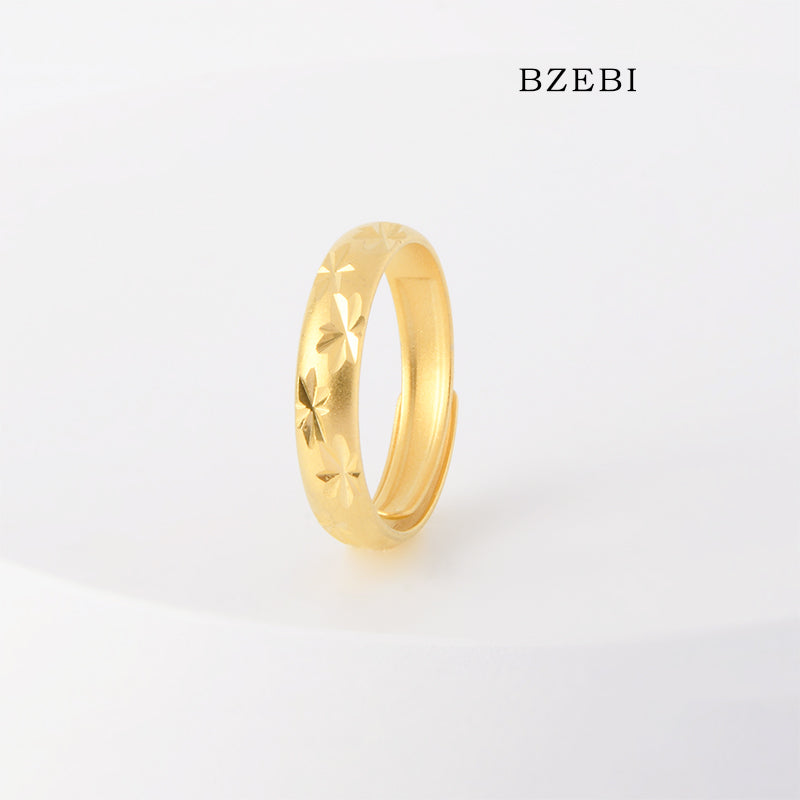 BZEBI 18k Gold Plated Cubic Zirconia Floral Pattern Rings for Women with Box