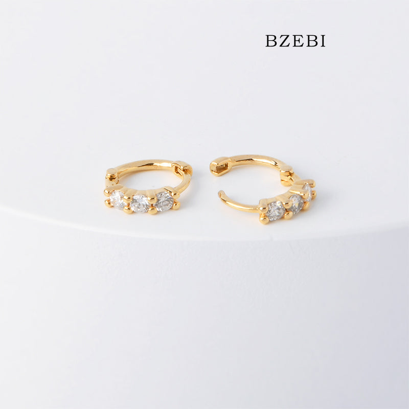 BZEBI 18k Gold Plated Cubic Zirconia Fashion Zircon Stud Earrings for Women with Box