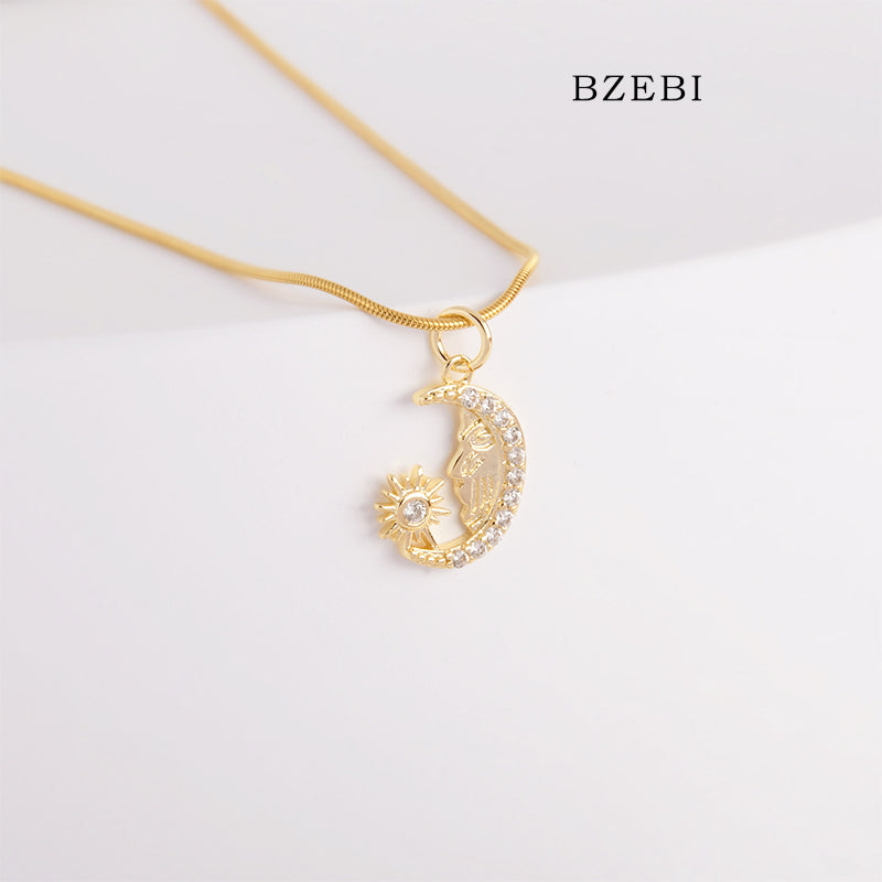 BZEBI 18k Gold Plated Cubic Zirconia light of hope Necklace for Women with Box