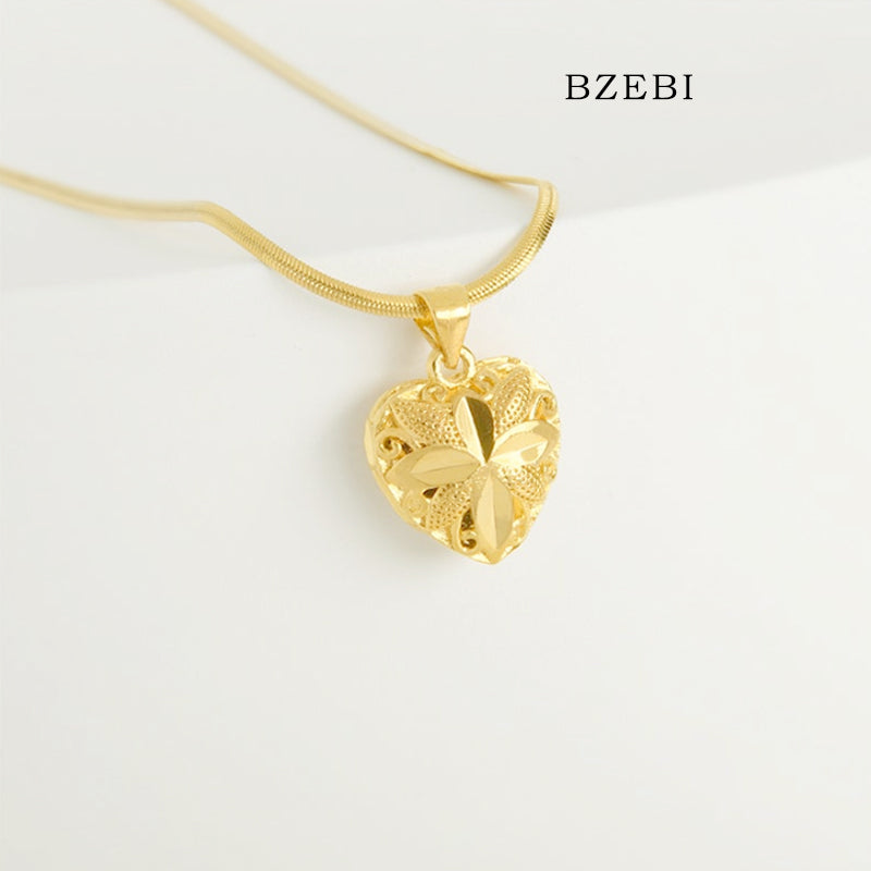 BZEBI 18k Gold Plated Cubic Zirconia gold-plated love Necklace for Women with Box