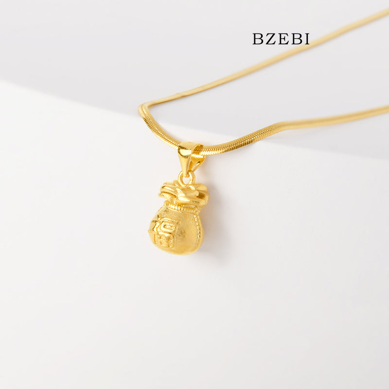 BZEBI 14k Money Bag Necklace