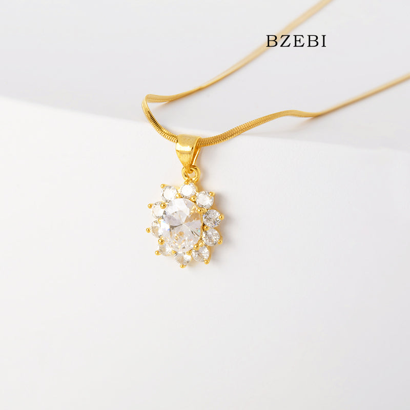 BZEBI14k Sunflower Necklace