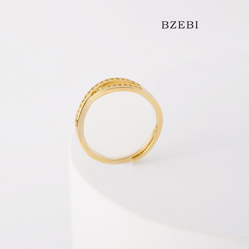 BZEBI 18k Gold Plated Cubic Zirconia Figure Eight Rings for Women with Box