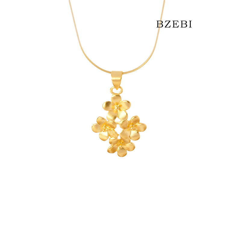 BZEBI 14k Gold Flower Necklace Fashion Girls