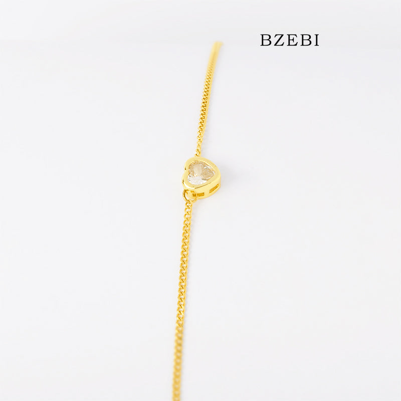 BZEBI Love Pendant 14k Gold Plated Bracelet