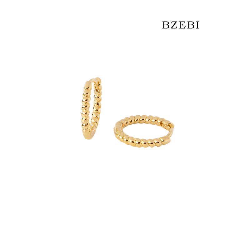 BZEBI 18k Gold Plated Cubic Zirconia Open Buckle Stud Earrings for Women with Box