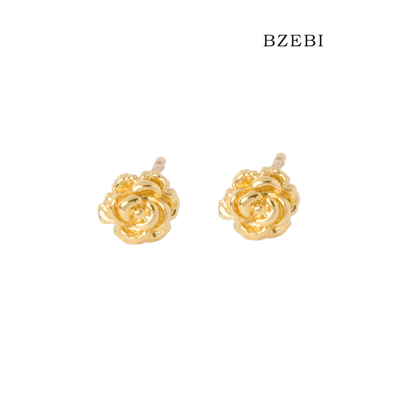 BZEBI 14k rose flower design fashion earrings